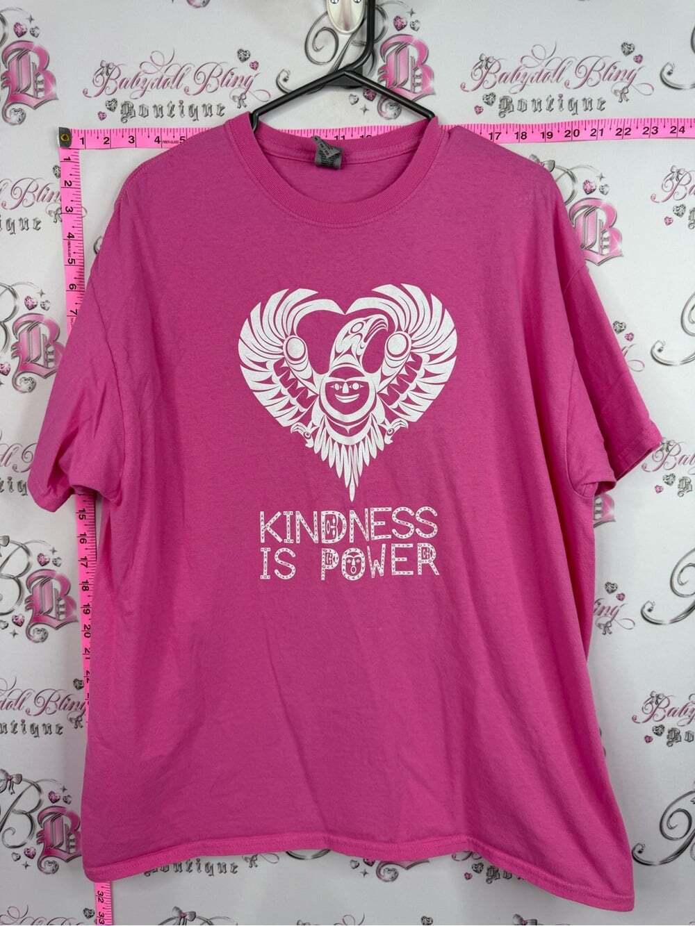 Gildan Hot Pink 'Kindness Is Power' Heart Graphic Tee heavy cotton